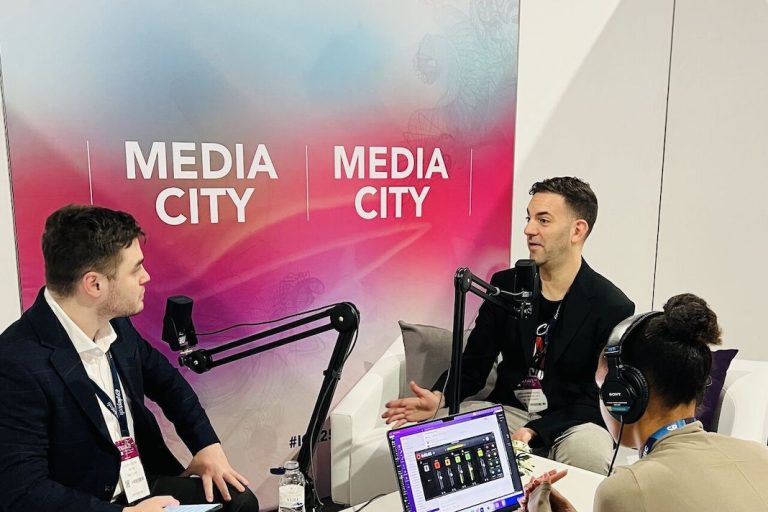 Brian Christopher recording a podcast at ICE