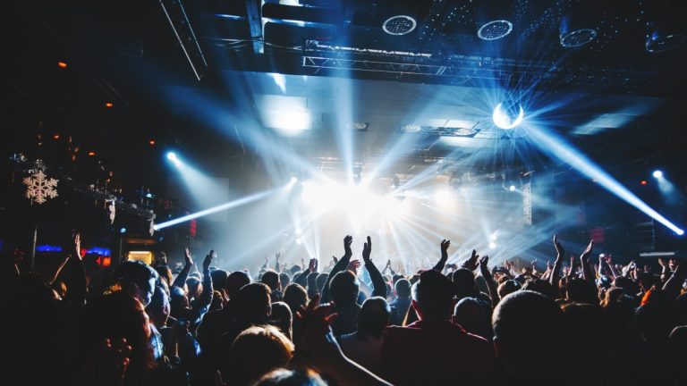 Silhouette of a music crowd