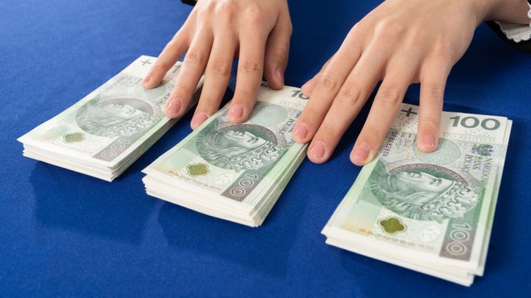 Piles of cash on a table