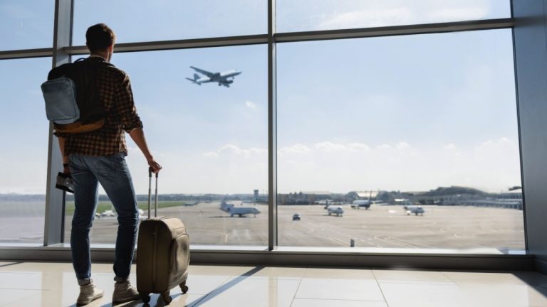 Man at departure lounge