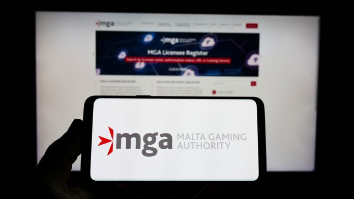 Malta Gaming Authority logo on a phone screen
