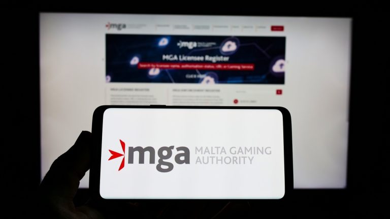 Malta Gaming Authority logo on a phone screen