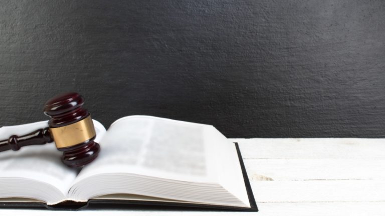 Gavel and open law book