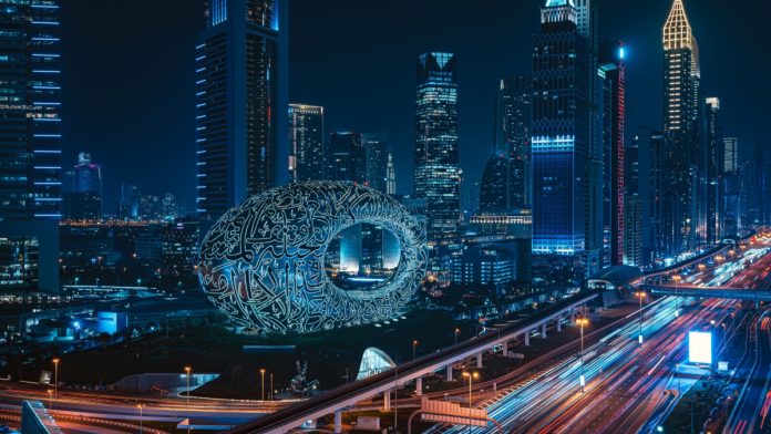 UAE-New-Jersey-MOU Dubai skyline at night