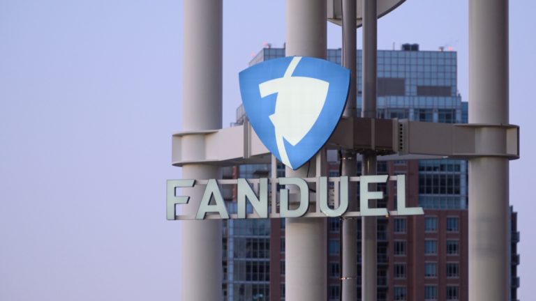 FanDuel's logo attached to the side of a tower, the company behind the new RG tool