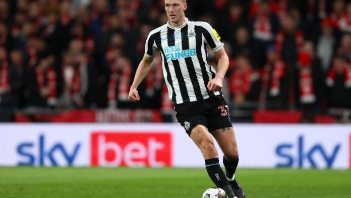 football-betting-crypto-sponsorship-scrutiny English footballer Dan Burn playing in a Newcastle shirt sponsored by Fun88, an operator under scrutiny in the new report