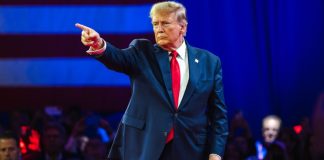 Light & Wonder looks to Mexico to divert Trump’s tariff chaos Donald Trump, the man behind the tariff chaos, points into the distance at an event