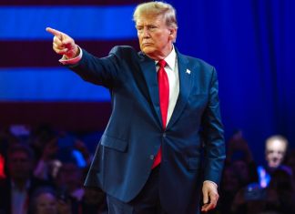 Light & Wonder looks to Mexico to divert Trump’s tariff chaos Donald Trump, the man behind the tariff chaos, points into the distance at an event