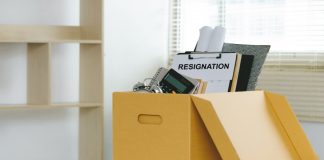 Philippines rocked by shock PAGCOR board exodus A box full of office objects and a clipboard that says the word resignation