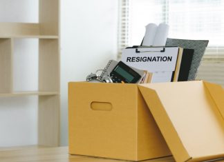 Philippines rocked by shock PAGCOR board exodus A box full of office objects and a clipboard that says the word resignation
