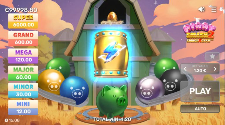Gameplay footage of Gaming Corps' latest slot release, Piggy Smash 2.