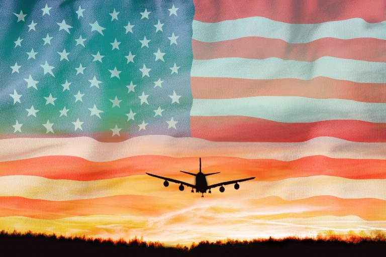 US flag with plane in distance as EveryMatrix’s SlotMatrix has expanded its US reach via a partnership with Delaware North’s Betly in West Virginia.