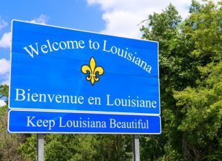 Louisiana Governor vetoes sweepstakes casino ban Louisiana state sign