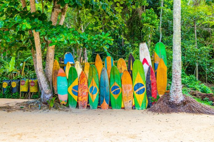 Brazil flag on surfboards