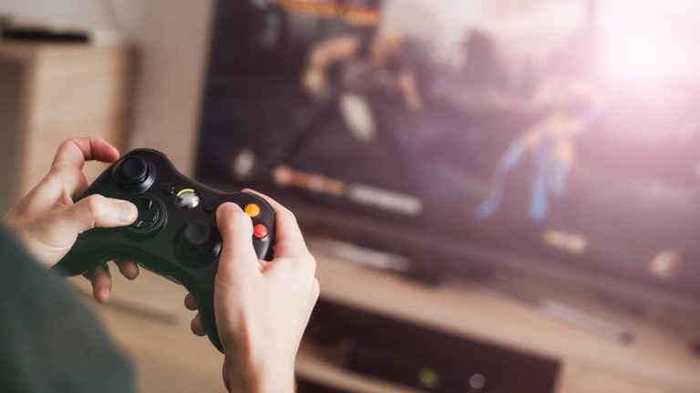 Close up of a video game controller