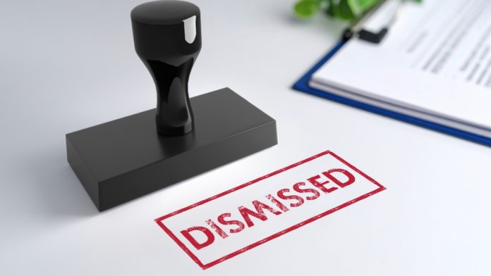 vgw-lawsuit-fizzles-out-georgia The word dismissed stamped on a piece of paper