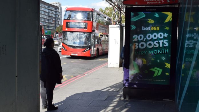 bet365 advert in a bus stop