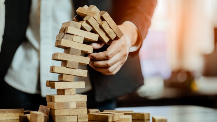 Jenga block falling