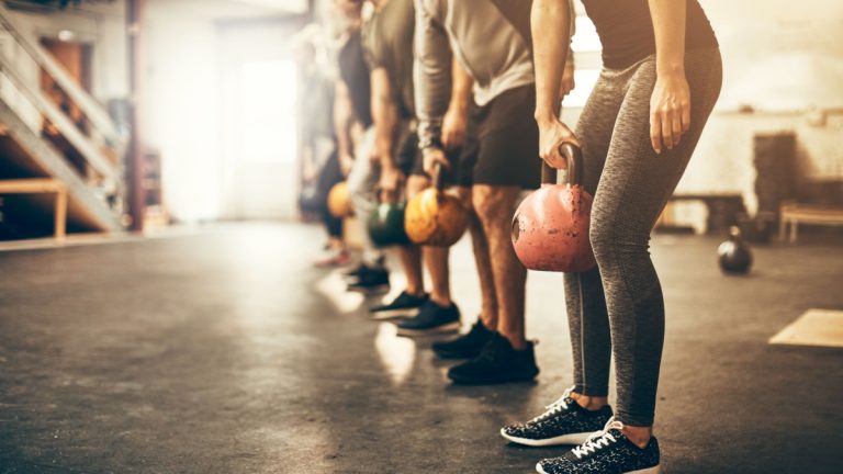People strengthen by lifting weights