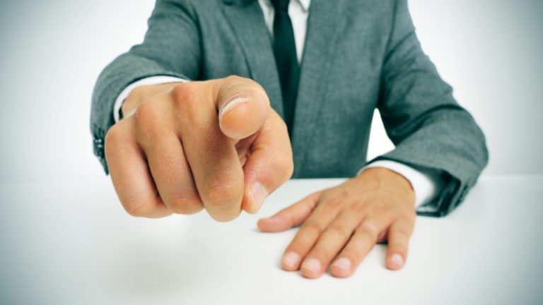 Close up of individual pointing a finger