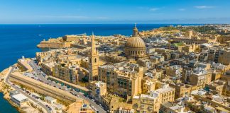 EM Group: Building Global iGaming Operations drone shot from Valletta