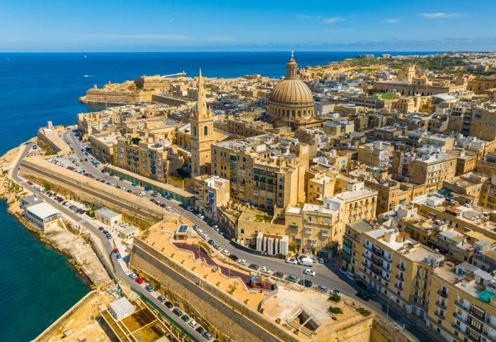 drone shot from Valletta