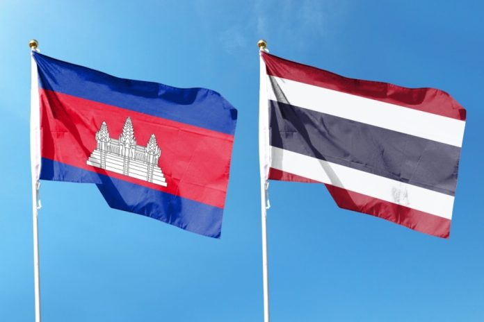Cambodian and Thai flags