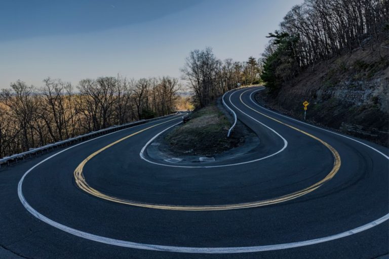 U turn in a road