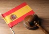 Spanish concern over inflated trends in female gambling Spain flag and gavel