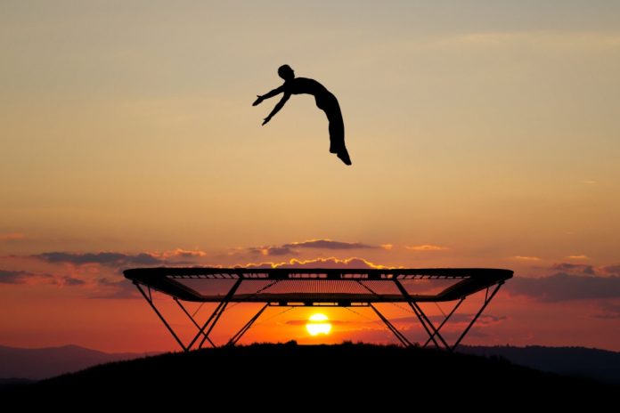 Denmark silhouette of trampolinist