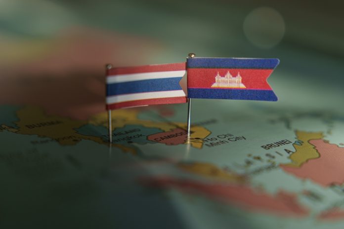 Thai-Cambodia dispute Thailand and Camboda flags