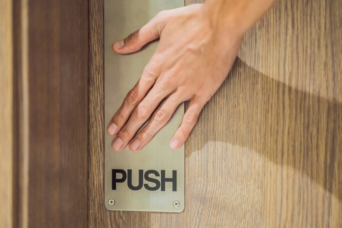 Hand pushing door