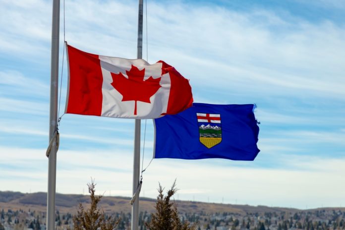 Alberta Alberta and Canada flag