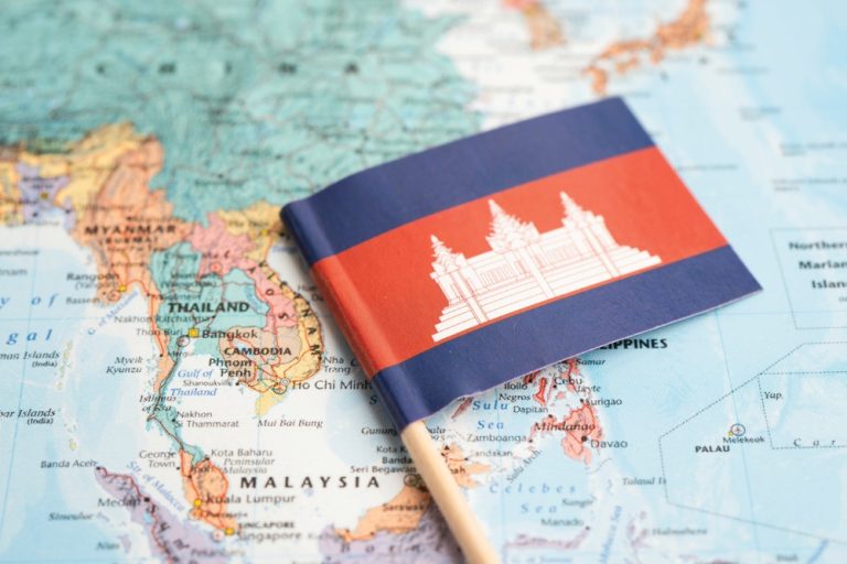 Cambodia moves to bolster reputation with Australia collaboration Mini Cambodia flag on map