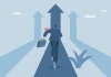 33 Years of Belatra: From land-based roots to global reach A man running along upwards arrows, illustrating Belatra's growth.