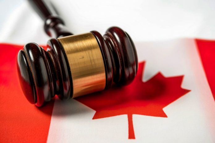 Gavel with Canadian flag