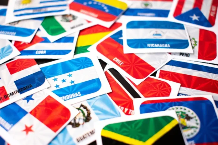 Various flags of Latin America