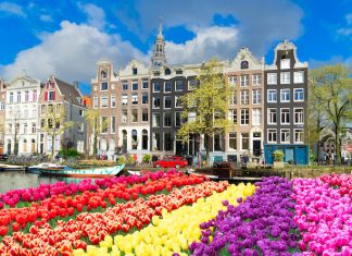 Gaming in Holland Conference 2026 to spotlight channelisation Facades of old historic Houses and trees over canal water, Amsterdam, Netherlands