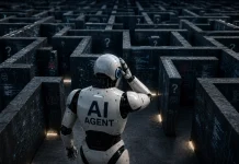 AI: The agent isn’t the hard part A robot faces a maze, illustrating challenges for agentic AI.