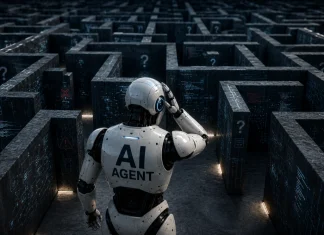 AI: The agent isn’t the hard part A robot faces a maze, illustrating challenges for agentic AI.