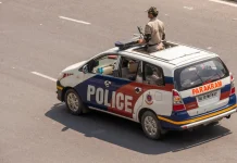 Indian police strike against multi-state illegal betting ring India police car