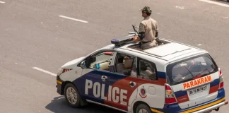 Indian police strike against multi-state illegal betting ring India police car