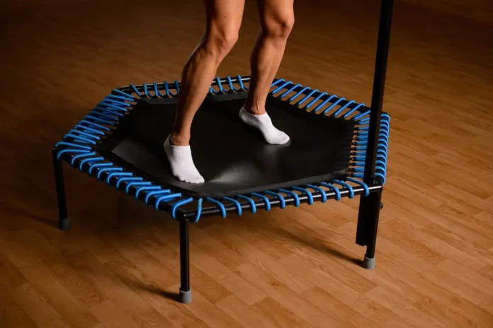 Person rebounds off trampoline