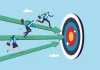 How Kalamba Games turned gamification into a competitive edge Business people in a race to a target, illustrating Kalamba Games' analysis.